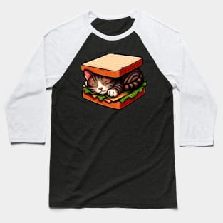 Tabby Cat is Sleeping inside a Sandwich Baseball T-Shirt